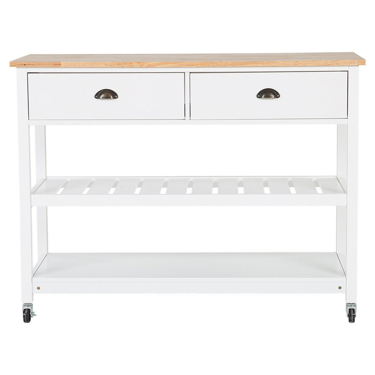 SERVIERWAGEN Weiß Navarino - Hellbraun/Weiß, Holz (120/91/48cm) - Beliani