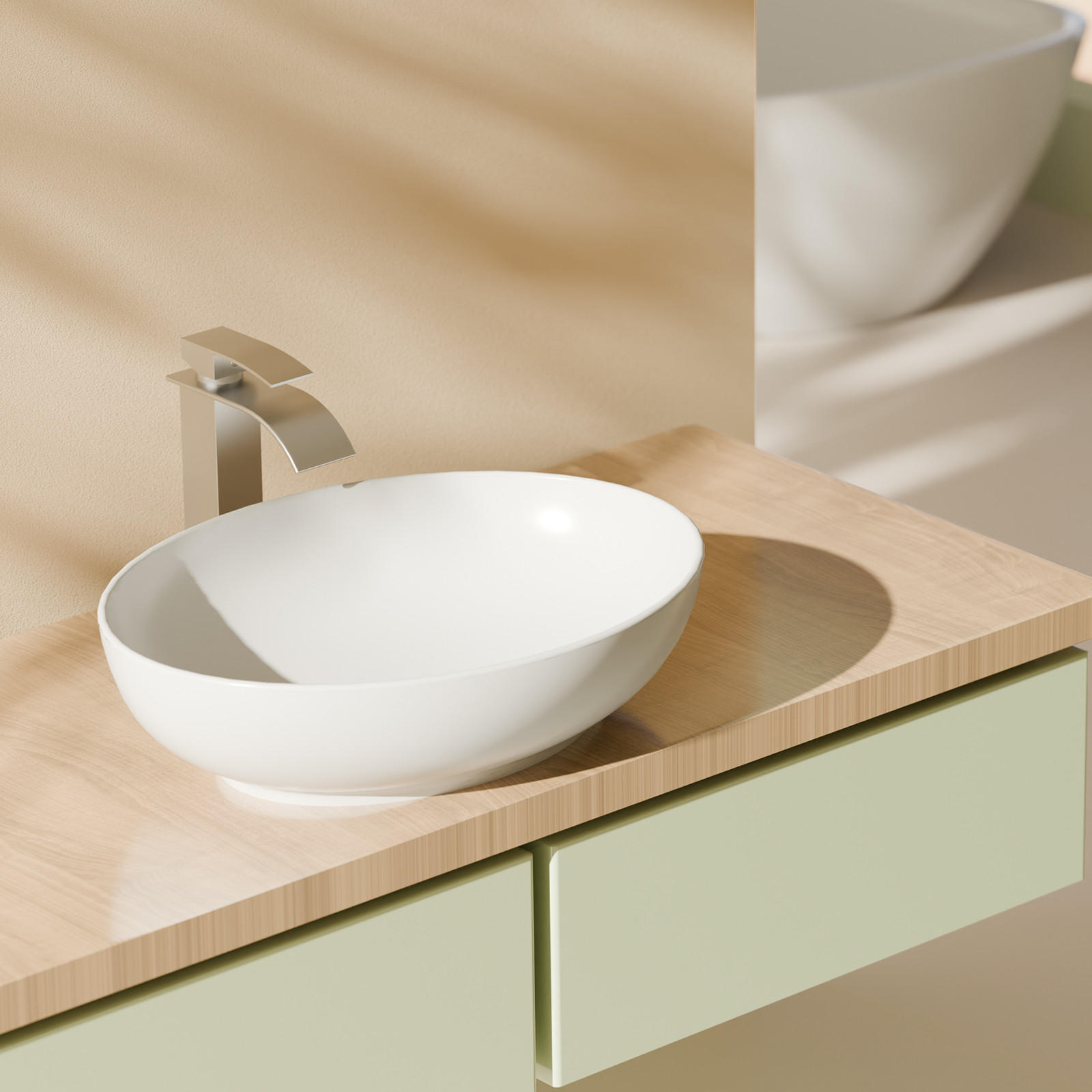 WASCHBECKEN Oval Keramik Weiß glänzend - Weiß, Keramik (39.5/13/52cm) - EMKE