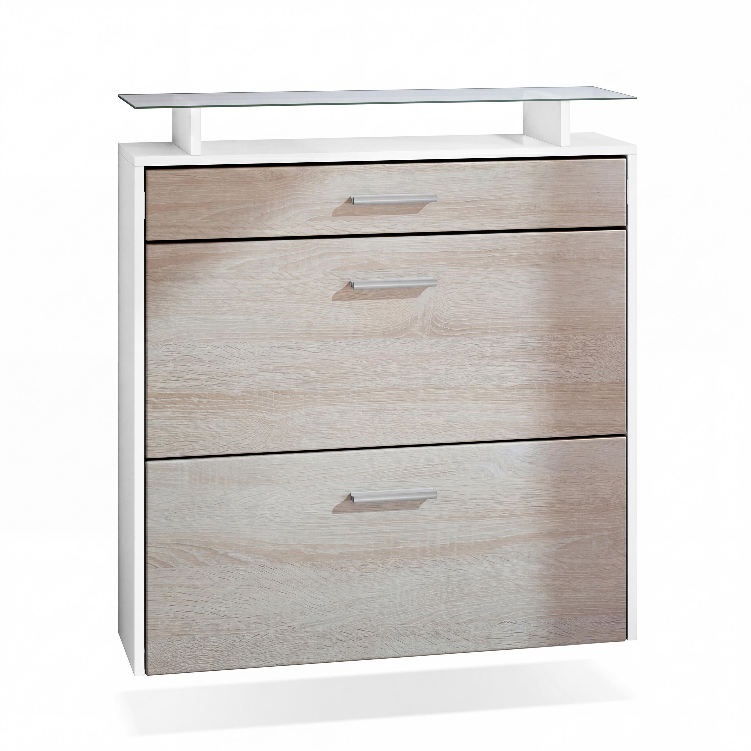 SCHUHSCHRANK Malea Front in Eiche sägerau - Eiche San Remo, Holzwerkstoff (89/96/23cm) - Vladon