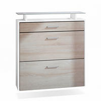 SCHUHSCHRANK Malea Front in Eiche sägerau - Eiche San Remo, Holzwerkstoff (89/96/23cm) - Vladon