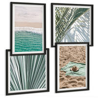 BILDER SET 4er Set - 50x50 cm & 40x60 cm Schwarzer Rahmen - Urlaubsblick Strand Meer - Schwarz, Kunststoff (50/50cm) - TULUP