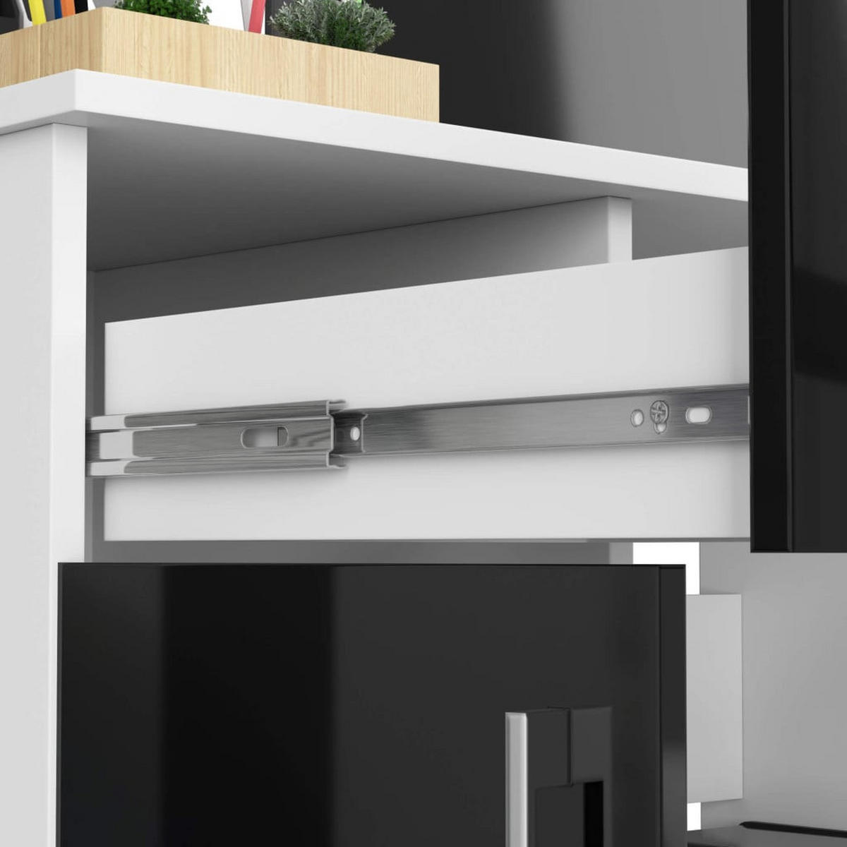 SCHREIBTISCH Weiß, Schwarz Glanz 74/90/50 - Schwarz Hochglanz/Weiß, Holzwerkstoff (50/90/74cm) - RAUMHIRSCH FURNITURE