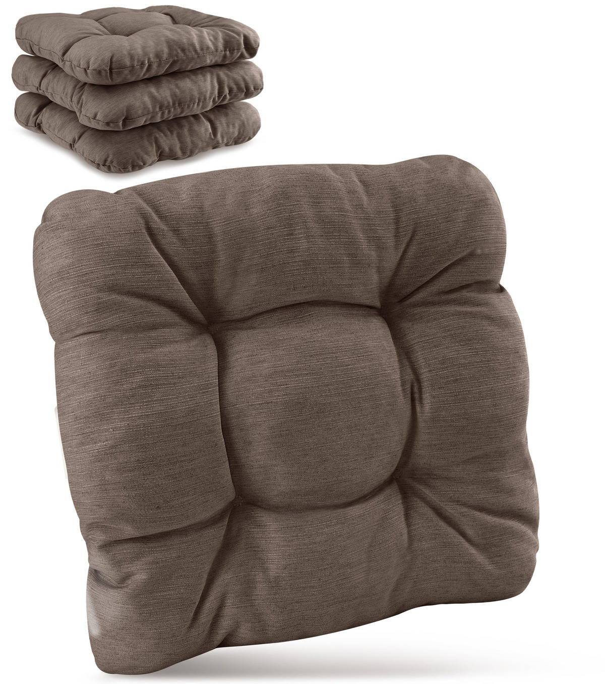 STUHLKISSEN HighLux SK 40/40/8cm Taupe (4tlg) - Taupe, Textil (40/40/32cm) - Beautissu 