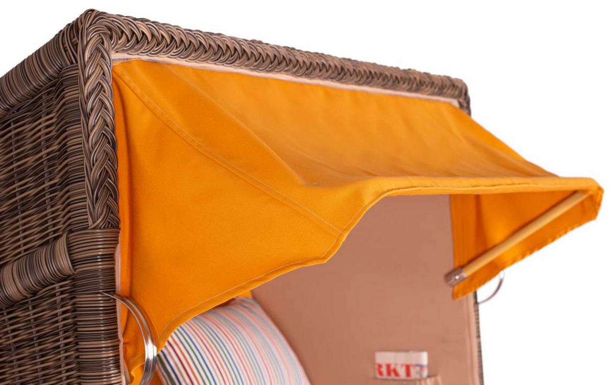 STRANDKORB SEEBLICK 2 Sitzer Teak - Gelb/Braun, Metall (125/170/80cm) - Mr. Deko