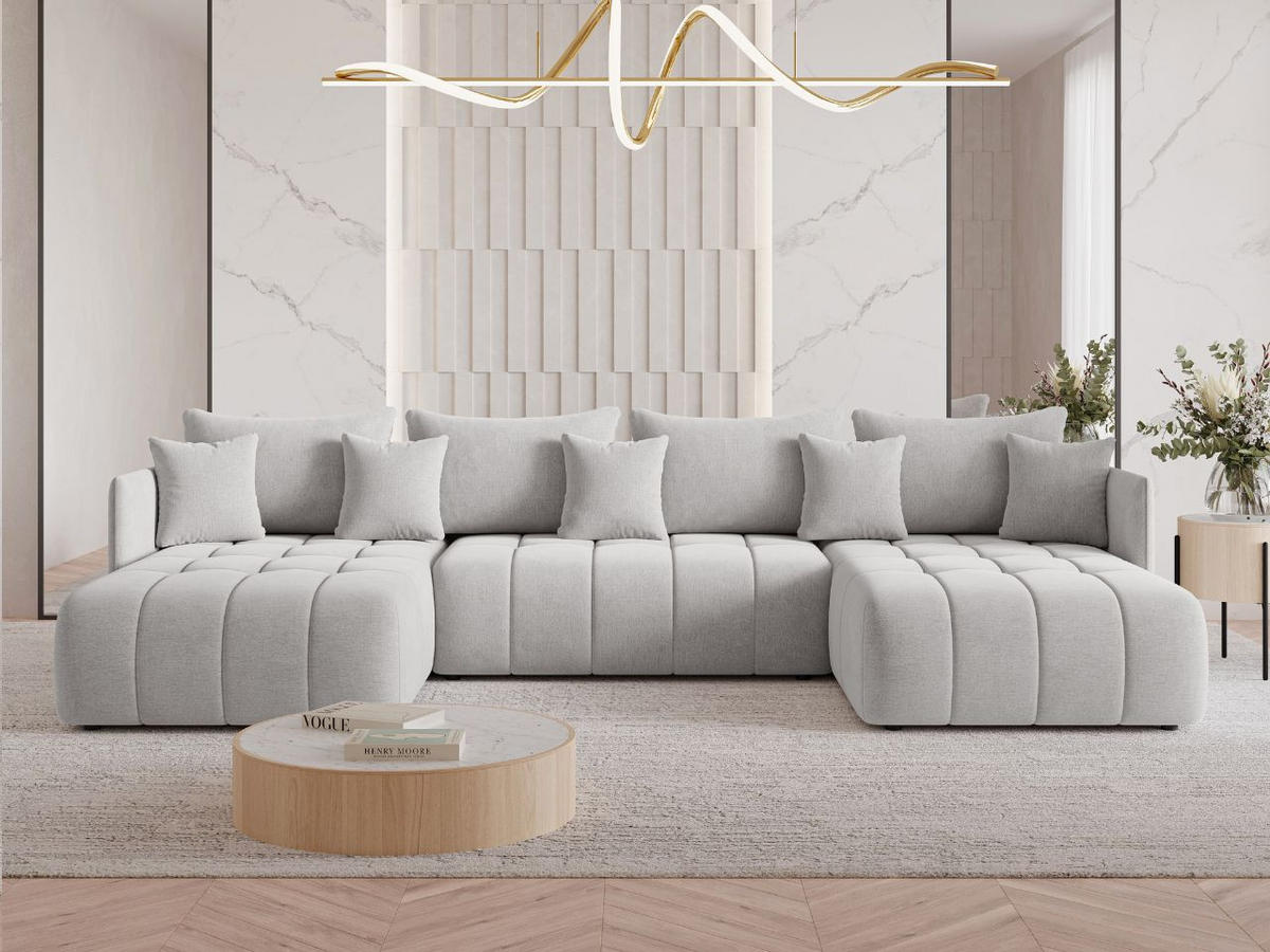 ECKSOFA Ardi U Grau - Grau, Holz/Textil (353/180cm) - Graingold