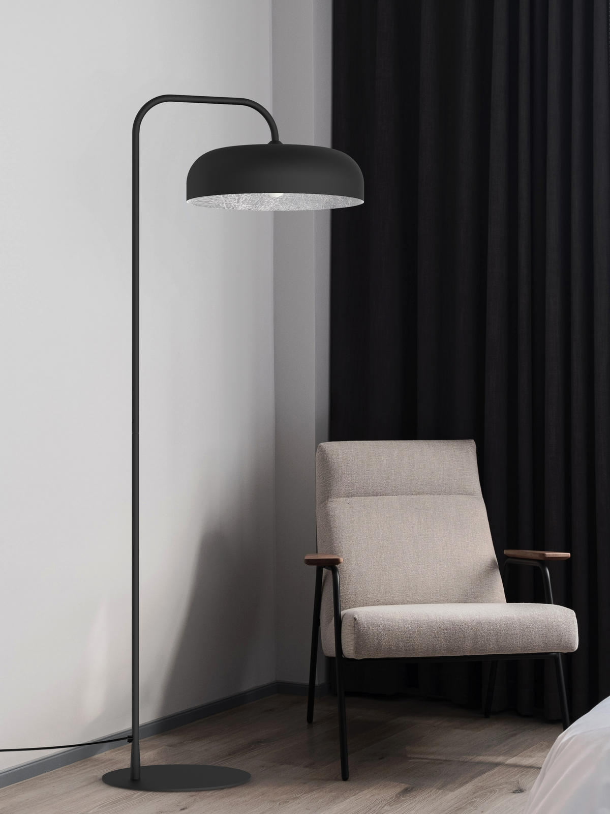STEHLEUCHTE - Schwarz, Metall (40/40/165cm) - Lumicom