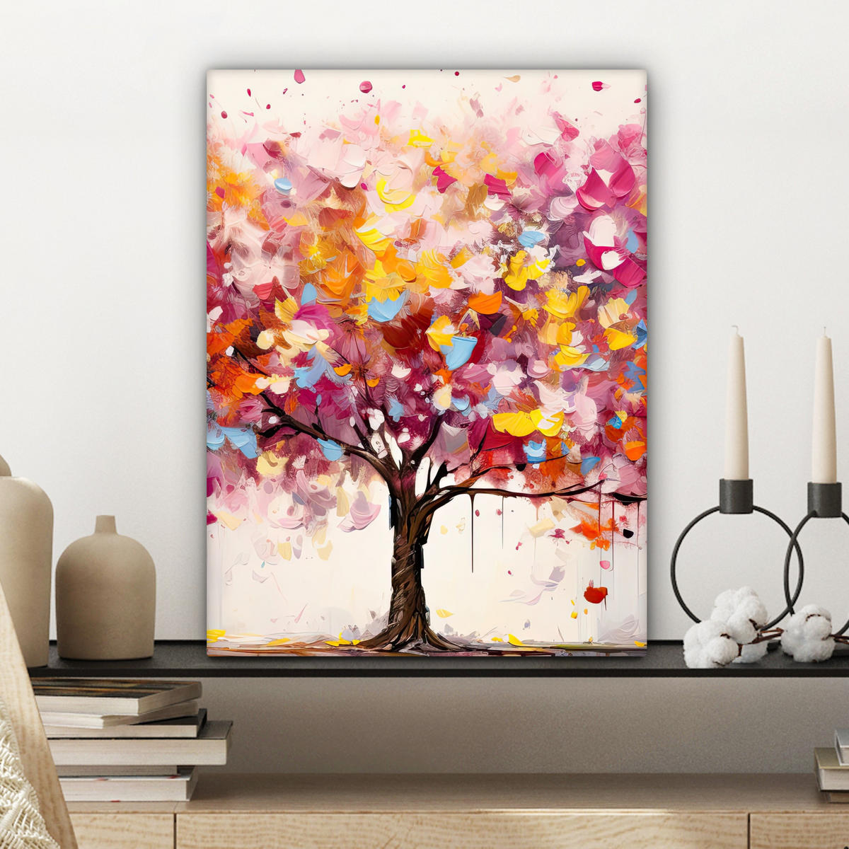 LEINWANDBILD Aquarell - Baum - Kunst - Abstrakt 30x40 cm - Multicolor, Textil (30/40cm) - MuchoWow