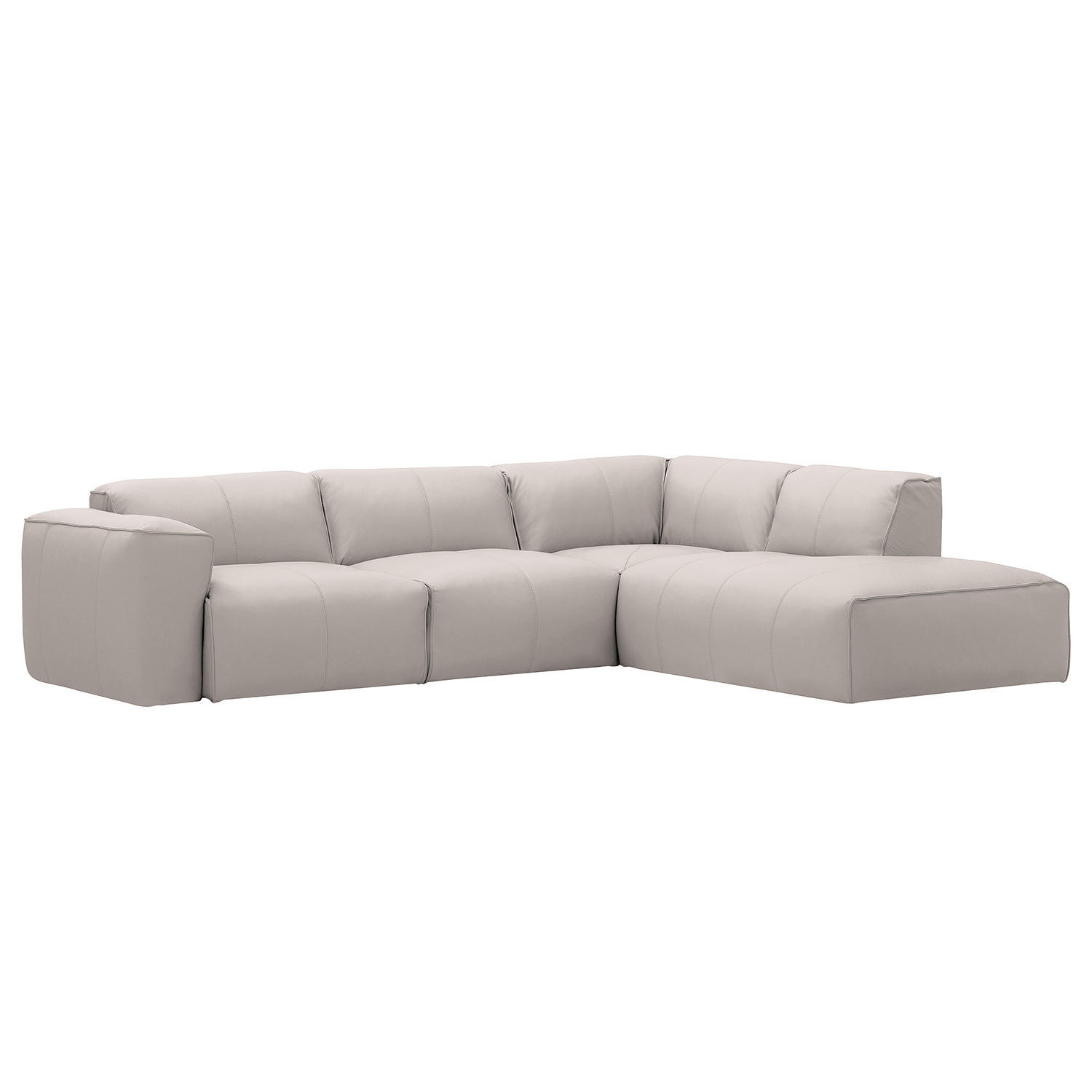 3-SITZER ECKSOFA mit Recamiere - Hellgrau/Schwarz, Leder/Kunststoff (295/231cm) - home24