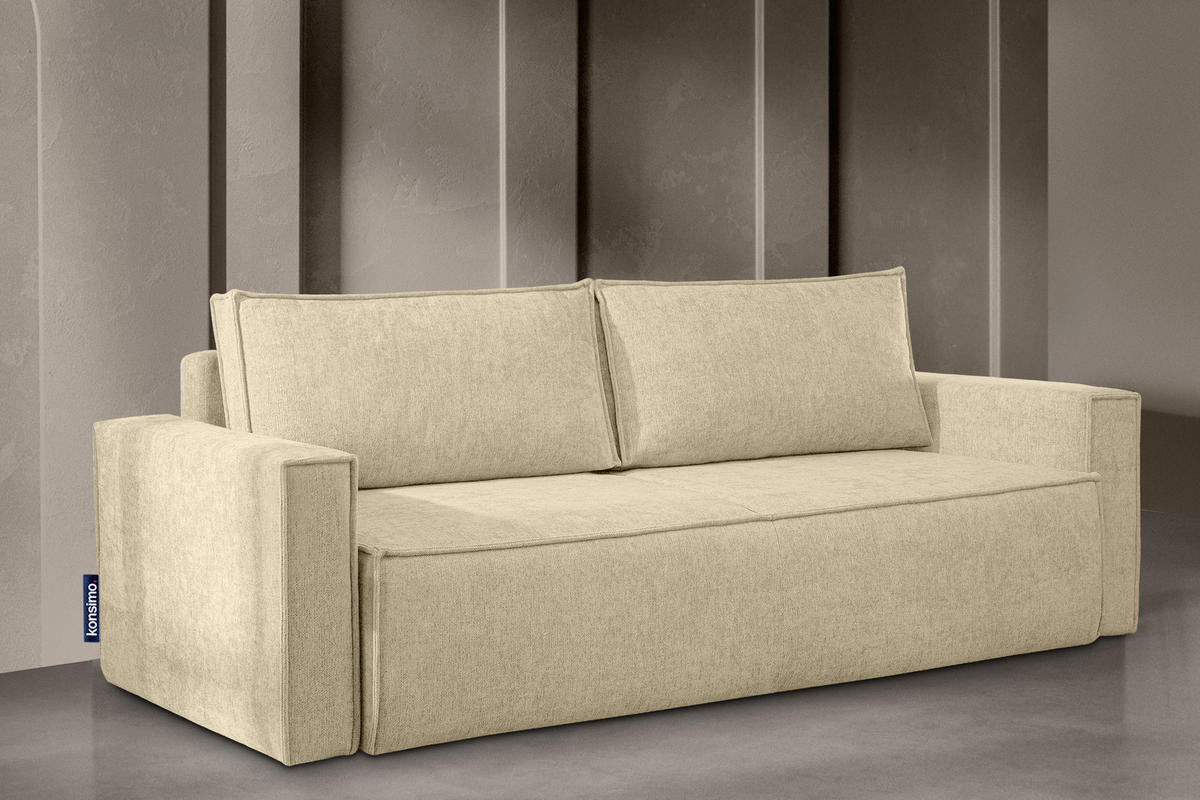 3-SITZER-SOFA NAPI II mit Schlaffunktion, dunkelcreme - Creme, Textil (228/89/101cm) - KONSIMO®