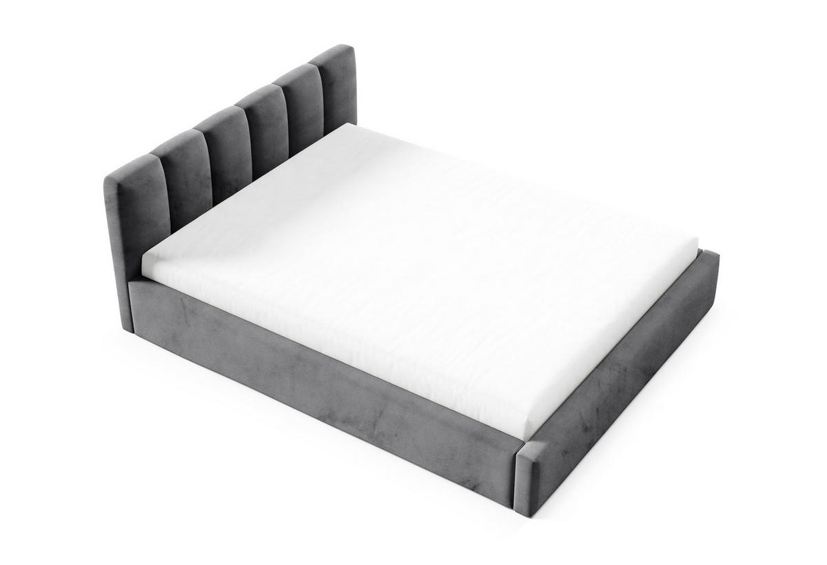 POLSTERBETT BERGO, 180x200 cm, Doppelbett mit Bettkasten, Velourstoff, Frabe: Dunkelgrau - Dunkelgrau, Holz/Textil (180/200cm)