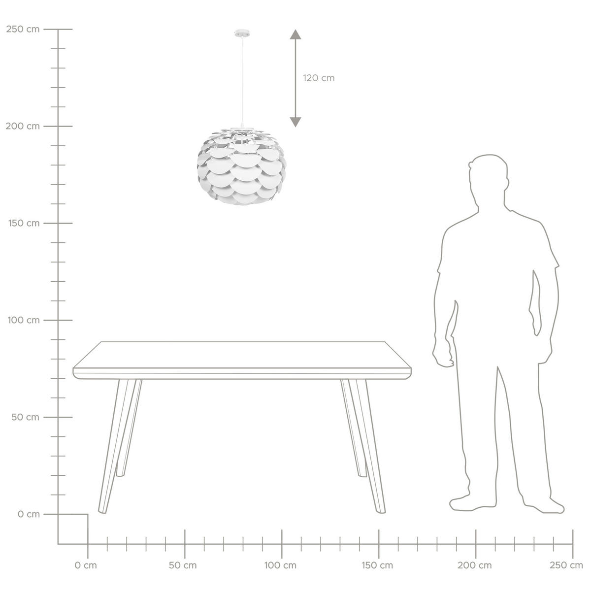 HÄNGELEUCHTE Moselle 40/40/160 cm - Weiß, Metall (40/40/160cm) - Beliani