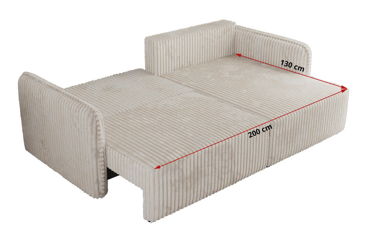 ECKSCHLAFSOFA MESTO L Beige Cord - rechts - Beige/Schwarz, Kunststoff/Textil (147/227cm) - MKS