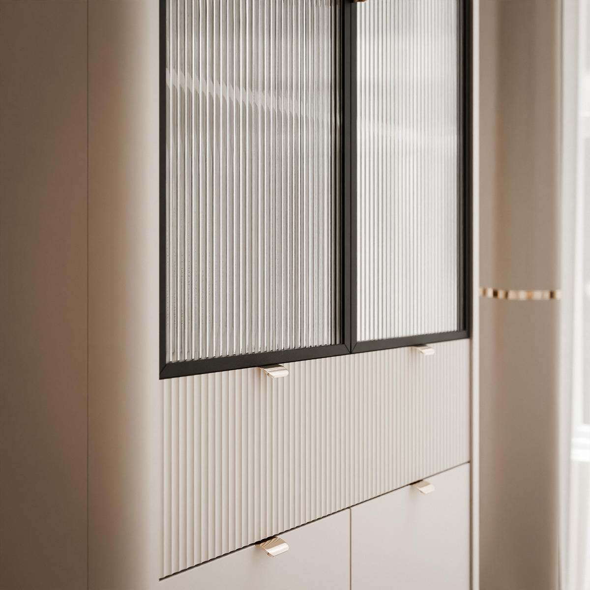 VITRINE NAVANI 90 cm Kaschmir Nussbaum - Nussbaumfarben/Schwarz, Holzwerkstoff/Metall (90/191/40cm) - Idohome