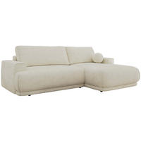 ECKSCHLAFSOFA RINA L Creme Schenille glatt - rechts - Creme/Schwarz, Kunststoff/Textil (170/267cm) - MKS