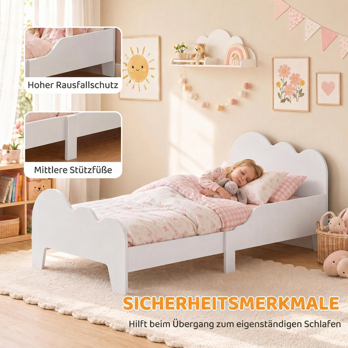 KINDERBETT MDF Weiß - Weiß, Holzwerkstoff (70/140cm) - AIYAPLAY
