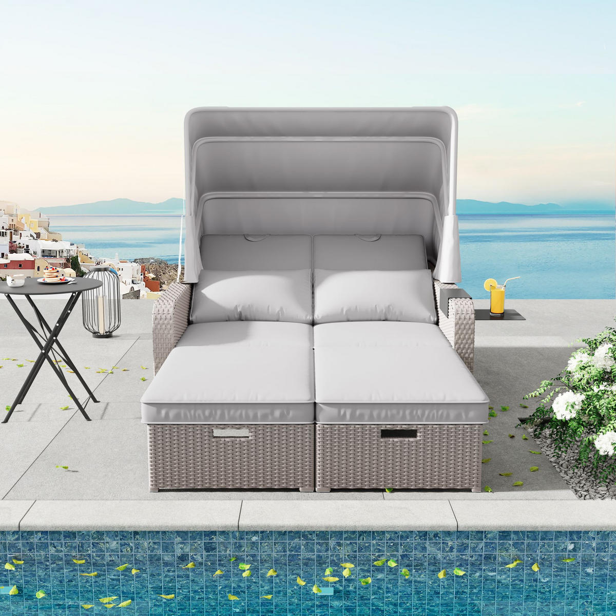 GARTENSOFA 2 Personen Khaki Mit Abnehmbarer Markise - Hellbraun, Kunststoff (72.5/37/83cm) - FLIEKS