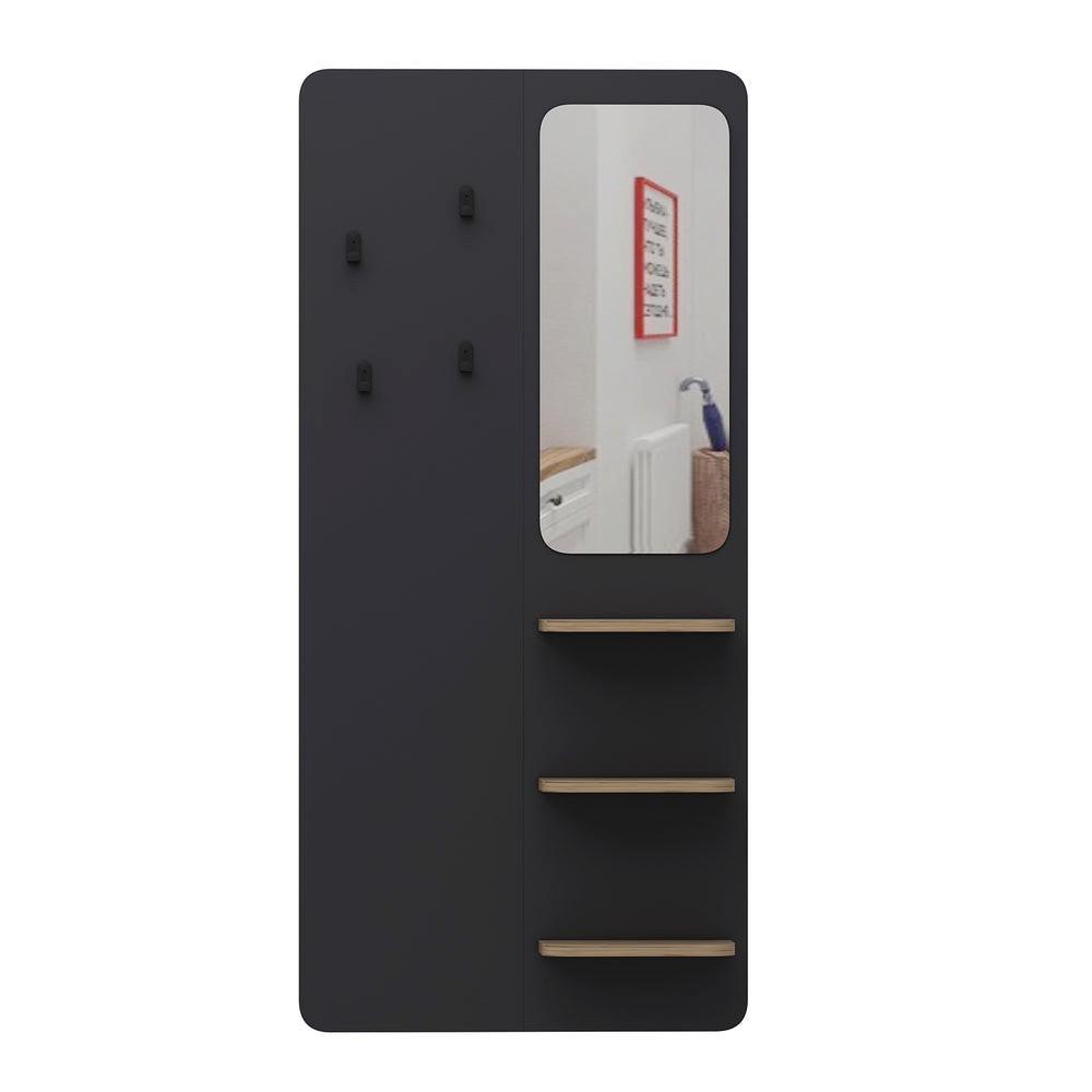GARDEROBE Buket Anthrazit mit Spiegel 9253 - Anthrazit, Holzwerkstoff (70/150/15cm) - moebel17