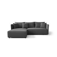 ECKSOFA MILANO links dunkelgrau Cord Poso 60 - Schlaffunktion, Bettkasten - Anthrazit, Textil (245/185cm) - Cornero
