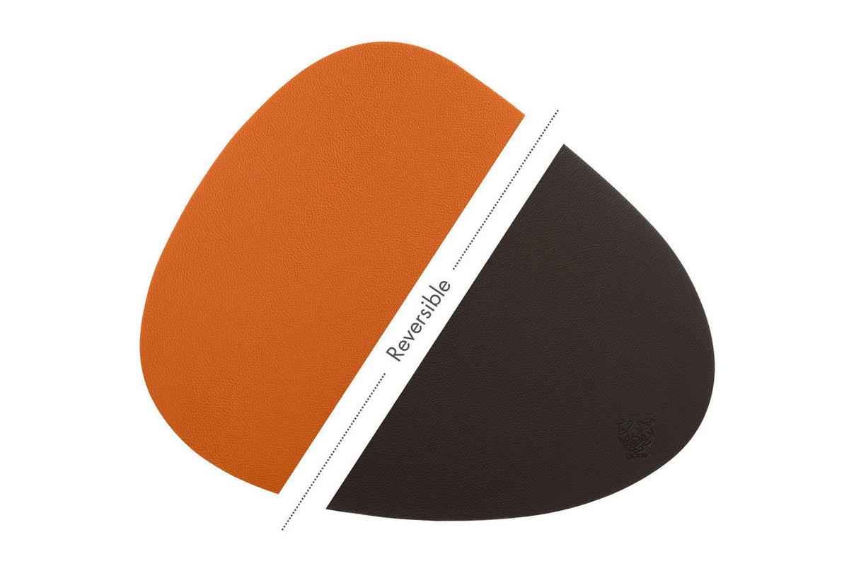 TISCHSET - 6er-Set - Recyceltes Leder in Orange und Schokolade - Orange, Textil (37/44cm) - Björn