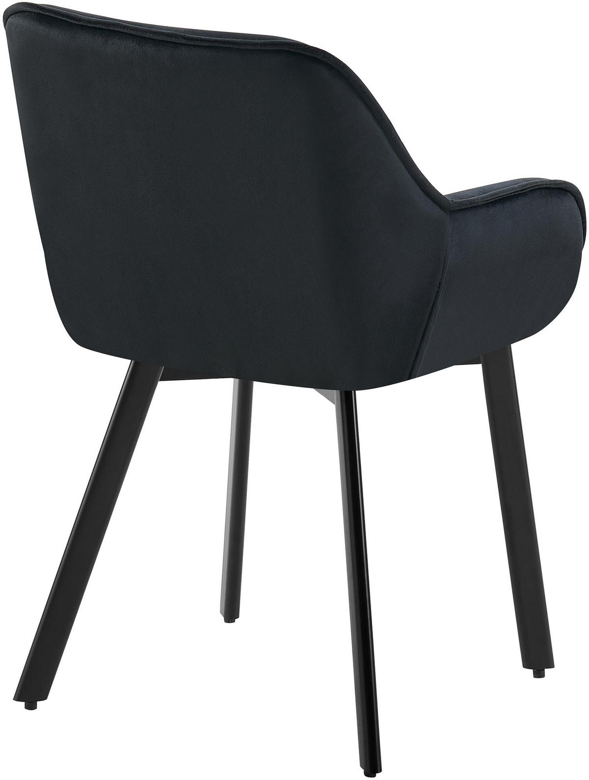 ARMLEHNENSTUHL Samt Schwarz - Schwarz, Textil/Metall (57/84/62cm) - CLP
