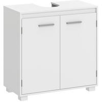 WASCHBECKENUNTERSCHRANK aus Holz/MDF 60x30x60 cm Weiß mit U-förmigem Ausschnitt, verstellbarem Regal & Kippsicherung - Weiß, Holz (60/60/30cm) - Modfu