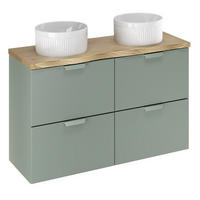 WASCHTISCHKOMBI 120 cm 5 Teile - Aster Green A BM410 in Grün Matt / Cremona-Eiche - Eichefarben/Weiß Hochglanz, Holz/Keramik (120/52.2/46cm)