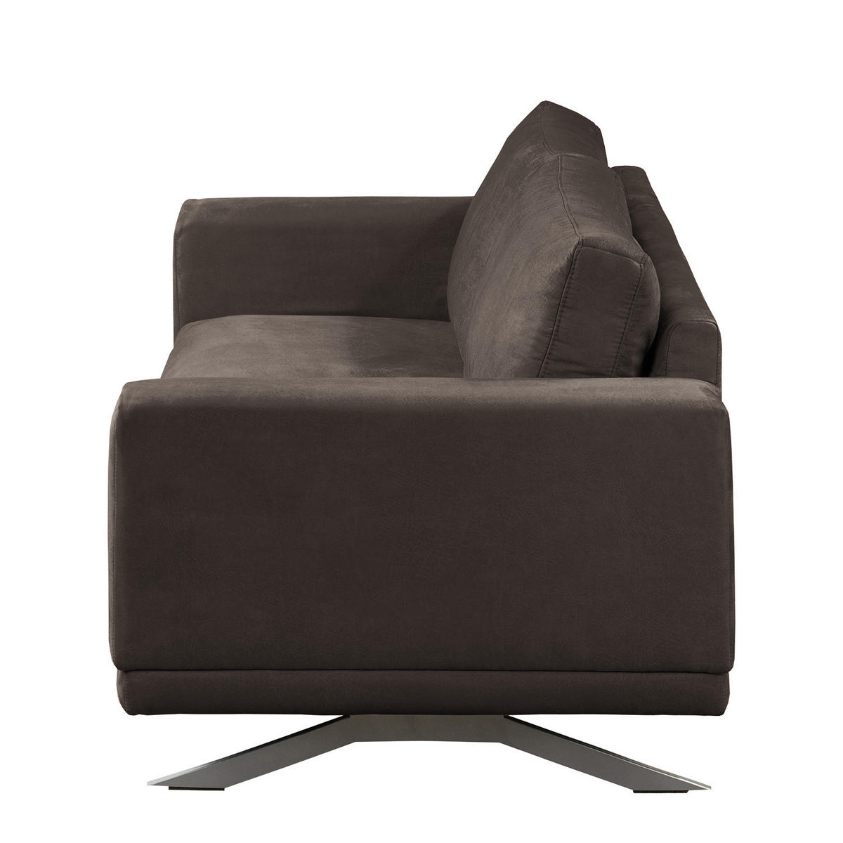 2,5-SITZER SOFA - Antiklederlook - Graubraun, Textil/Metall (216/81/89cm) - home24