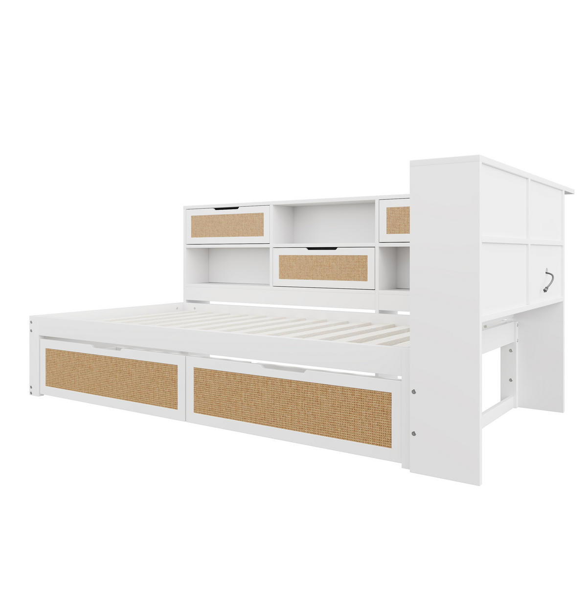 BETT aus Massivholz 90/200 cm mit Schublade und USB-Anschluss Weiß - Weiß, Holz (90/200cm) - OKWISH