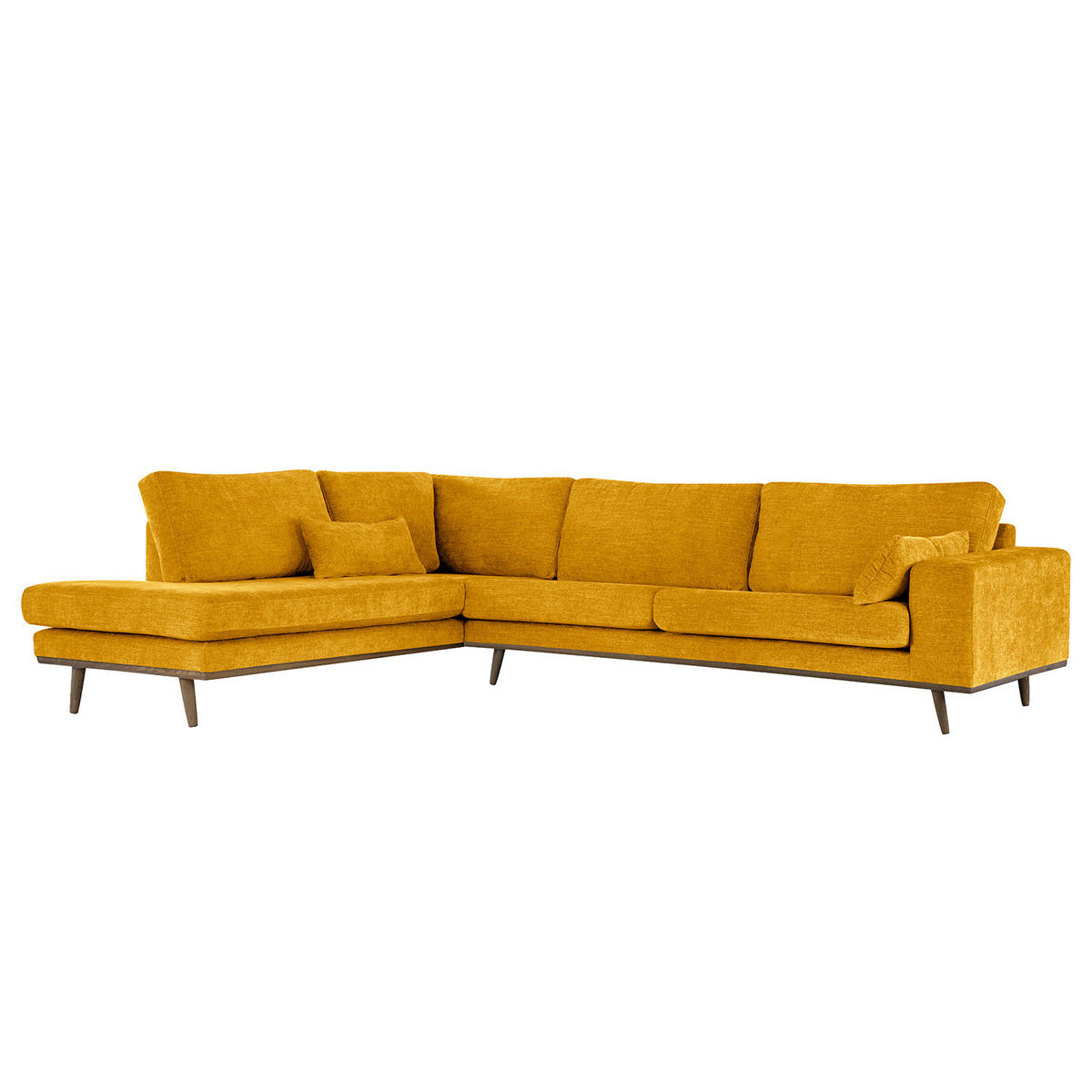ECKSOFA mit Ottomane - Eichefarben/Gelb, Eichenholz/Textil (287/219cm) - home24