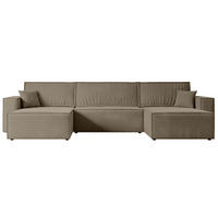 WOHNLANDSCHAFT mit Schlaffunktion und Bettkasten CELTIC-XLU - 377x143x83 cm Braun Velours - Schwarz/Braun, Holzwerkstoff/Kunststoff (377/83/143cm) - ALTDECOR