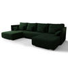 WOHNLANDSCHAFT Florinna Grün 345/182/87 cm mit Schlaffunktion - Chromfarben/Grün, Textil/Metall (345/87/182cm) - AX Living