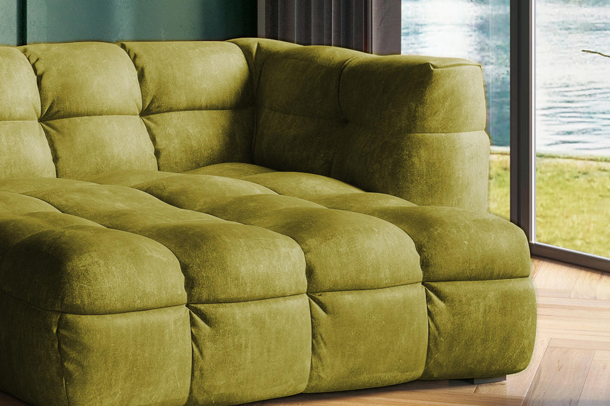 ECKSOFA RIO Grün Velvet - Schwarz/Grün, Textil (319/170cm) - KAWOLA