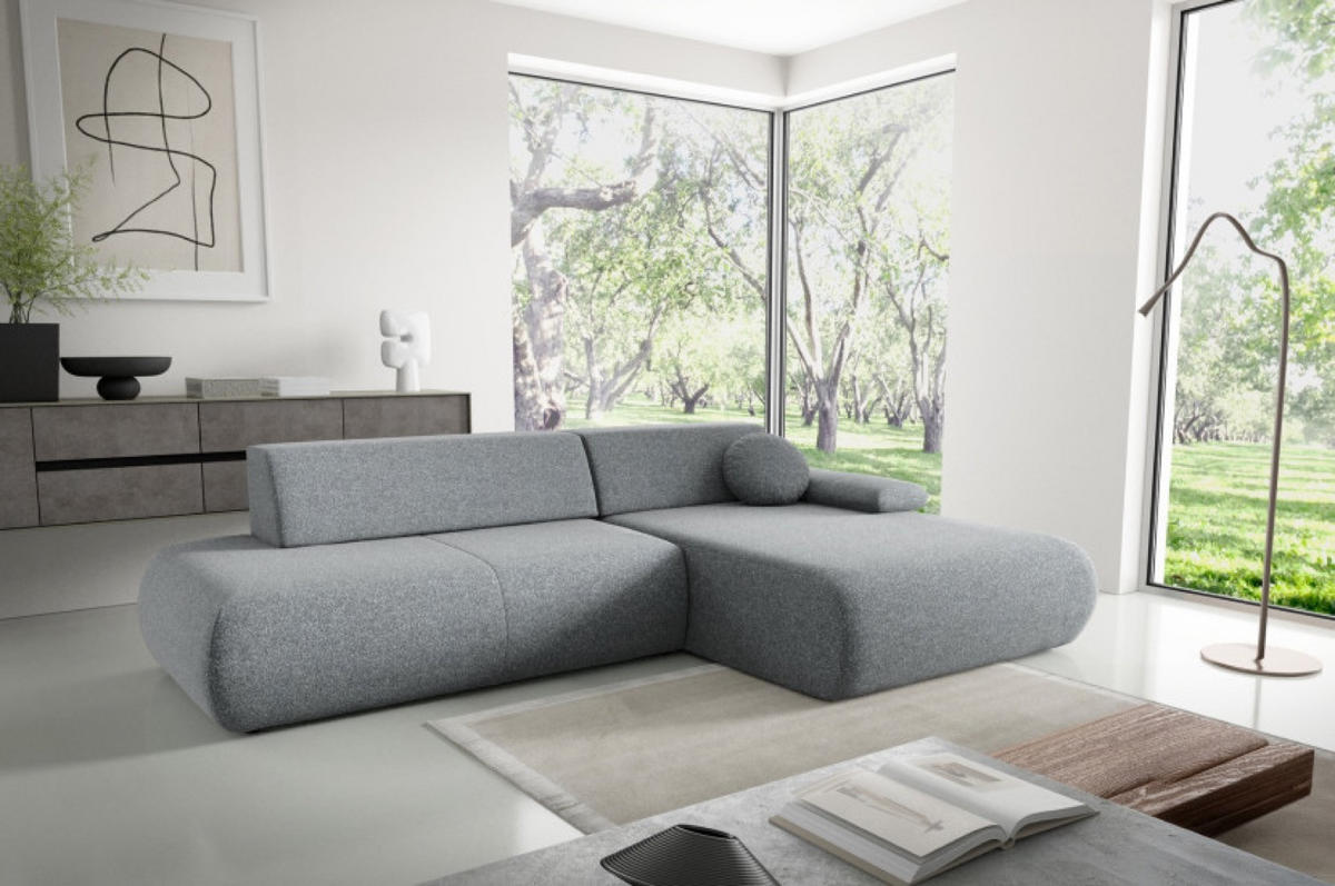 ECKSOFA Dunkelgrau PENTI Ausziehbar Mit Bettkasten Rechts - Dunkelgrau/Grau, Textil (173.5/286cm) - Sepro Meble