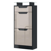 SCHUHSCHRANK Fiesta Sandgrau Hochglanz / Schwarz Hochglanz - Sandfarben, Holzwerkstoff (46/104/23cm) - Vladon