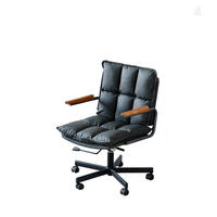 DREHSTUHL DE-41065 mit Eichenarmlehnen und Kunstleder Braun - Schwarz, Metall (65/72/46cm) - ComfortXL