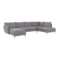 WOHNLANDSCHAFT Elou Grau Luxusmicrofaser - Chromfarben/Grau, Textil/Metall (336/87/200cm) - S-Style Möbel