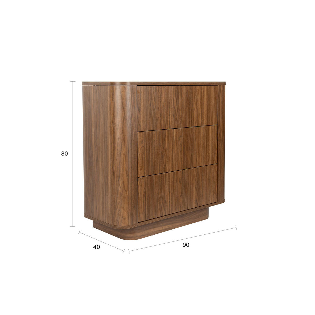 KOMMODE Almira Marmoroptik Walnussfarbe - Braun, Holzwerkstoff (90/80/40cm) - Housecraft Living