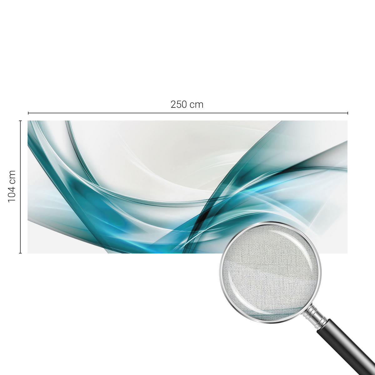 FOTOTAPETE 250x104 cm - Blaue Wellen - Weiß, Textil (250/104cm) - Wallfluent