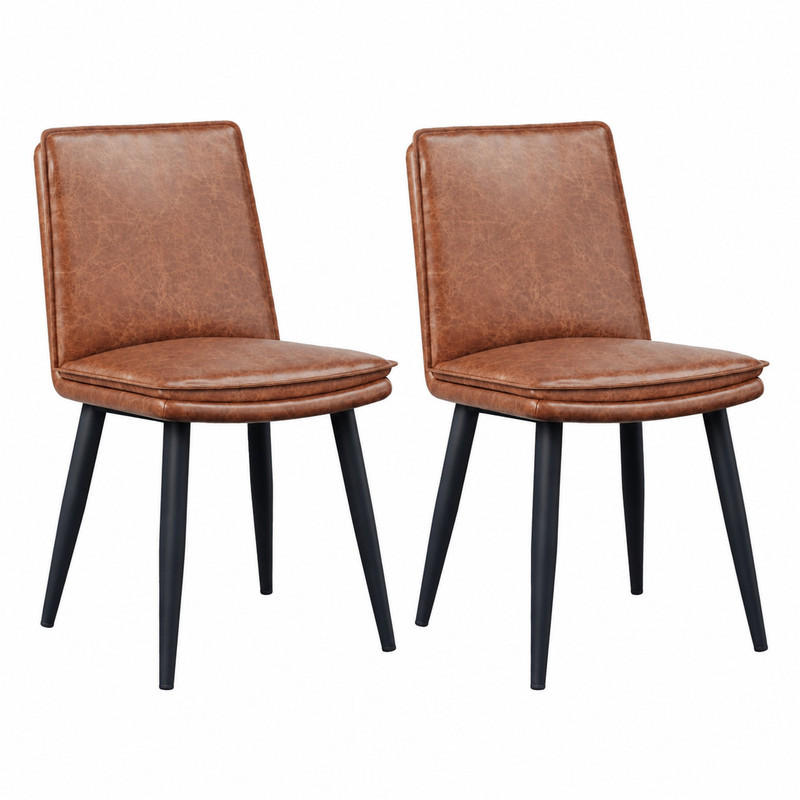 ESSZIMMERSTUHL 2er-Set mit PU-Bezug und Metallbeinen Braun - Braun, Metall (57/84/49cm) - Meubliv