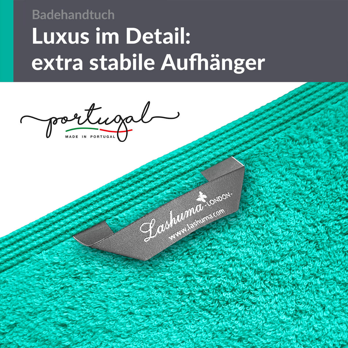 BADETUCH London Meeres Türkis 2er Set 100x150 - Hellgrün, Textil (100/150cm) - Lashuma