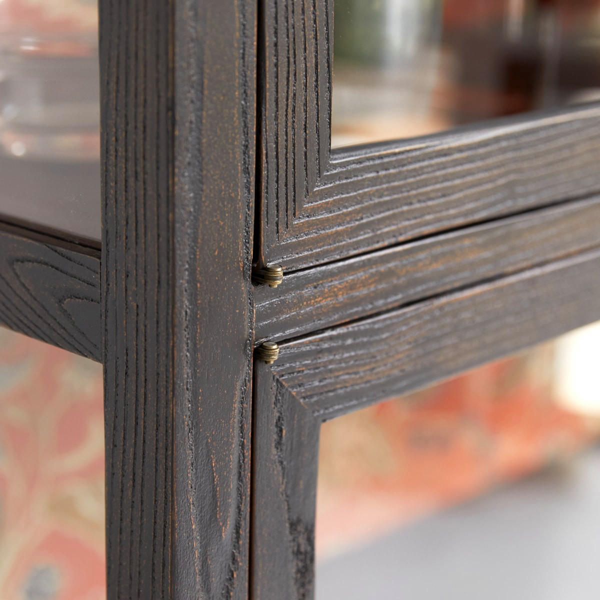 VITRINENSCHRANK Tana Schwarz aus Ulme - Schwarz, Holz (110/160/40cm) - Tikamoon