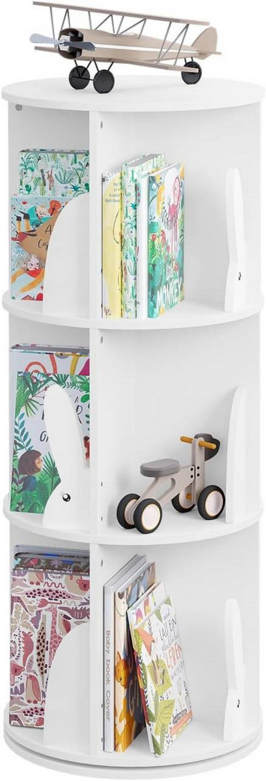 KINDERREGAL drehbar, mit 3 Ebenen, freistehend, Weiß - Weiß, Holzwerkstoff/Metall (40/97/40cm) - Woltu