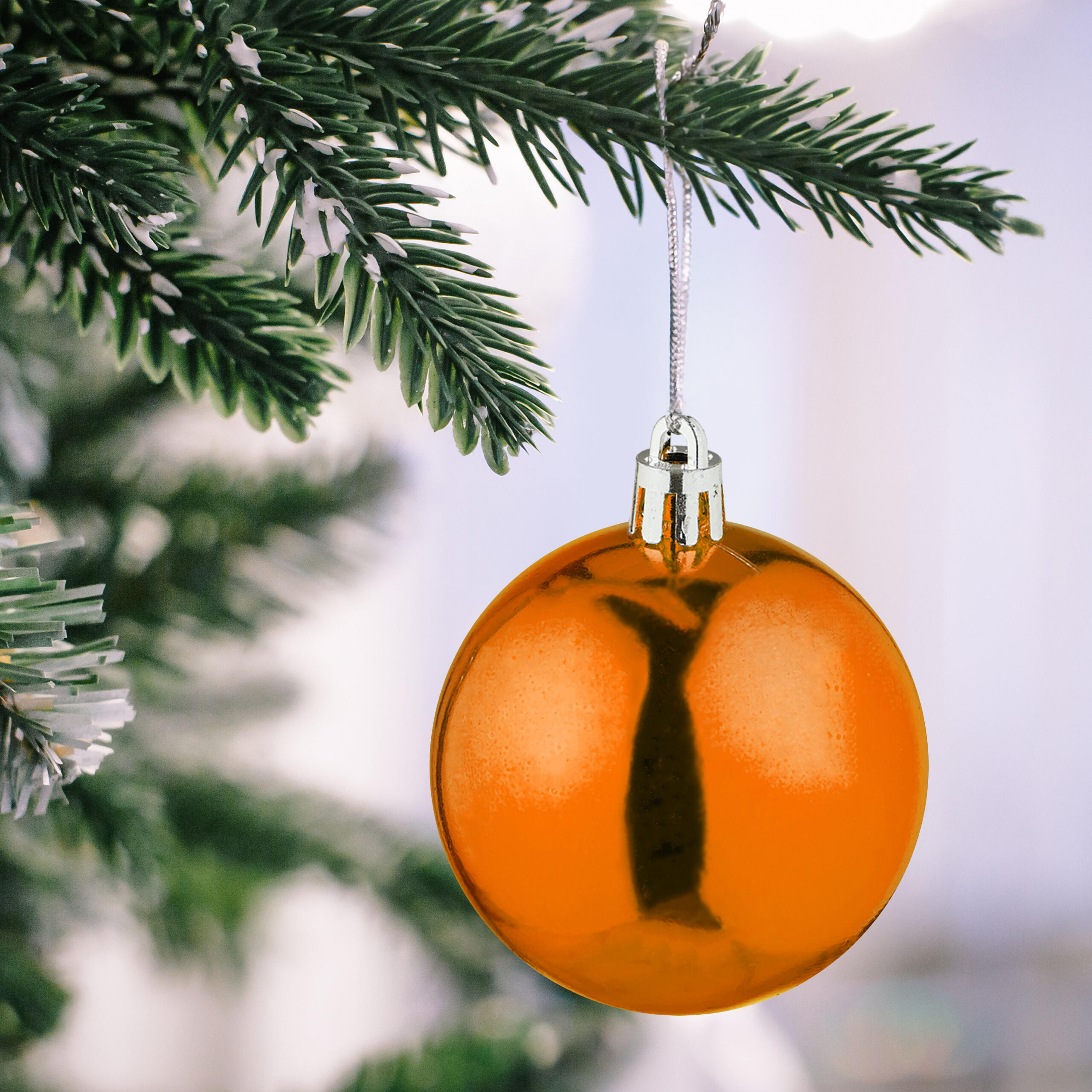 50XWEIHNACHTSKUGELN - Orange, Kunststoff (6/7/6cm) - Relaxdays