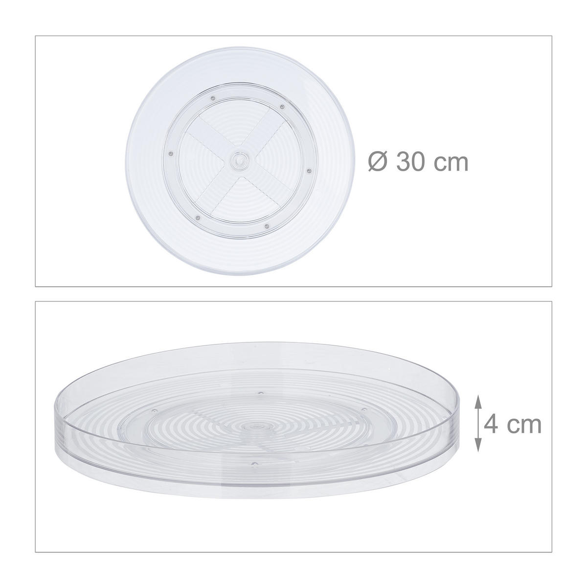 DREHTELLER - Transparent, Kunststoff (30/4/30cm) - Relaxdays