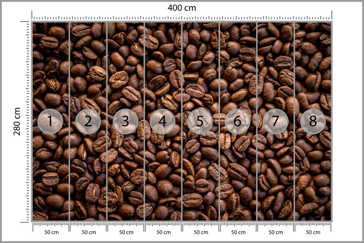 FOTOTAPETE für Esszimmer Kaffee Kaffeebohnen 3D 400x280 - Braun, Papier (400/280cm) - Muralo
