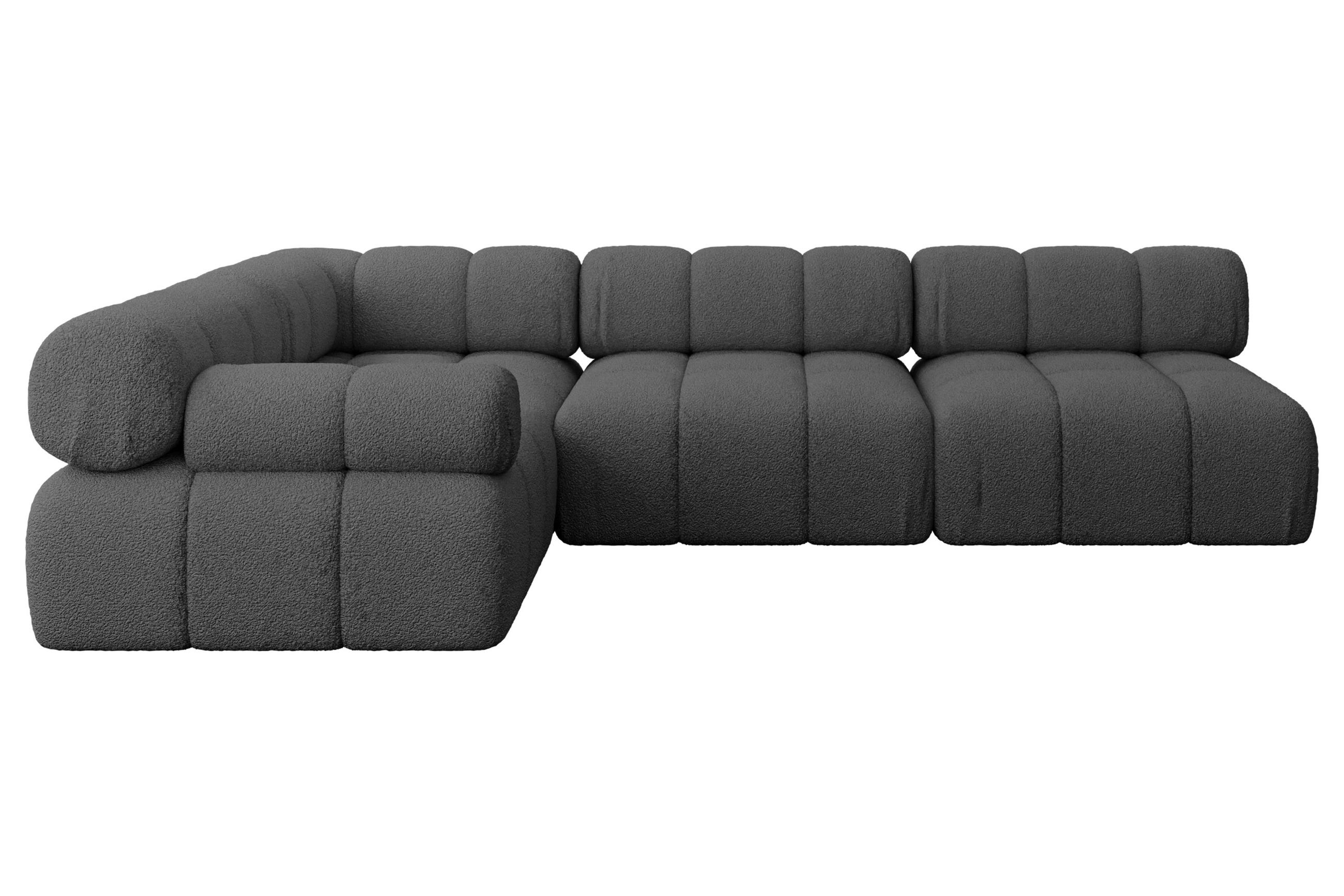 ECKSOFA modulares Sofa Mende-L2 - 285x190x70 cm Grau Bouclé - Grau, Holzwerkstoff/Textil (285/190cm) - ALTDECOR