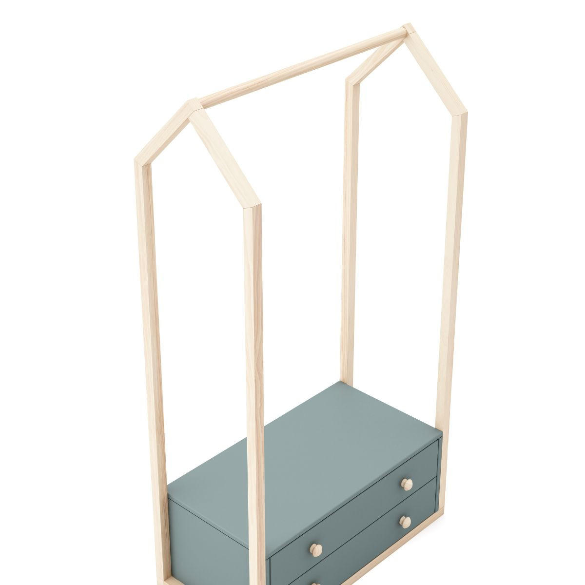 KLEIDERSCHRANK mit 2 Schubladen L80 cm - Esteban - Grün, Holzwerkstoff (40/170/80cm) - Calicosy