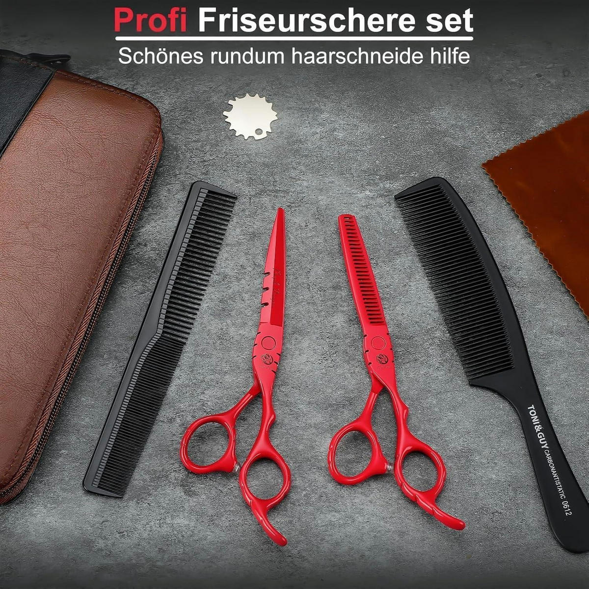 HAARSCHERE Set 6 Zoll Rot 7-teiliges Set - Rot, Metall (6.6/2.5/17.5cm)