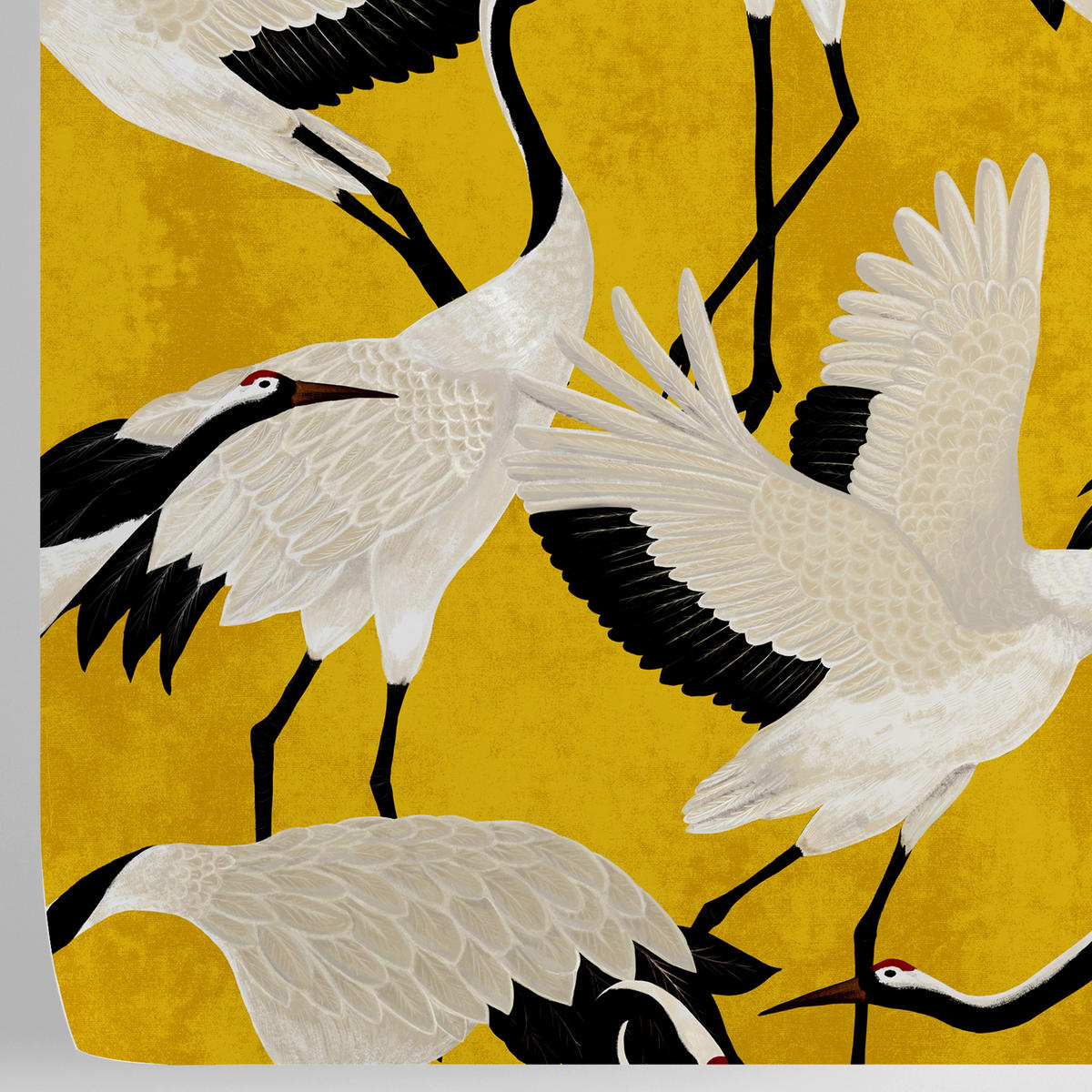 TAPETE Reiher aus echtem Papier, 200x280cm, 8 Bögen - Goldfarben, Papier (200/280cm) - WALLPAPERS4BEGINNERS