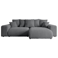 ECKSOFA Ottomane rechts ESKAR-L 266x176x84 Dunkelgrau Cord - Dunkelgrau/Schwarz, Holzwerkstoff/Kunststoff (176/266cm) - ALTDECOR
